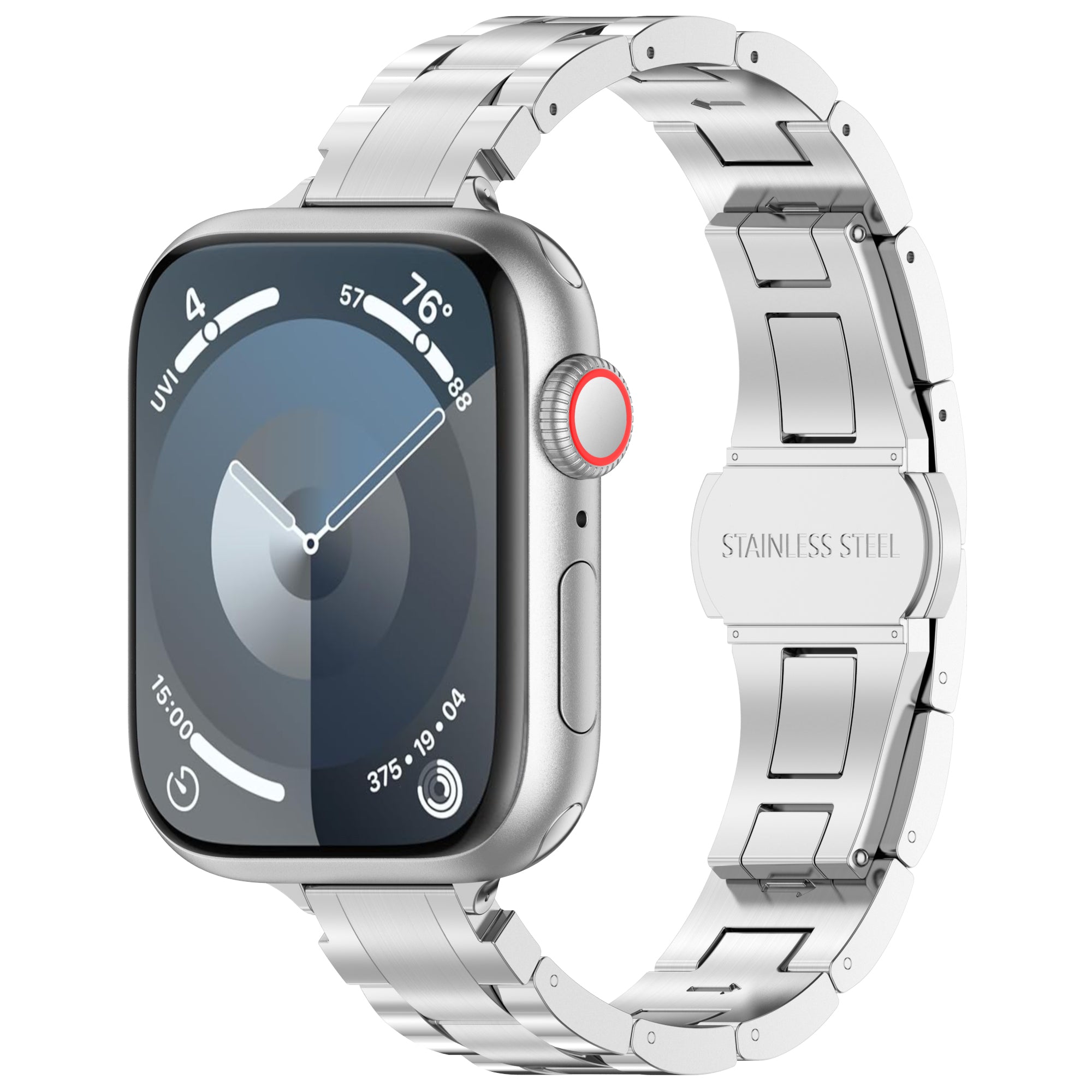 For Apple Watch Ultra 2 Ultra 49mm / Series 9 8 7 45mm / 6 5 4 SE (2023) SE (2022) SE 44mm / 3 2 1 42mm Metal Smart Watch Band - Silver 2 For Apple Watch Ultra 2 Ultra 49mm / Series 9 8 7 45mm / 6 5 4 SE (2023) SE (2022) SE 44mm / 3 2 1 42mm Metal Smart Watch Band - Silver 2